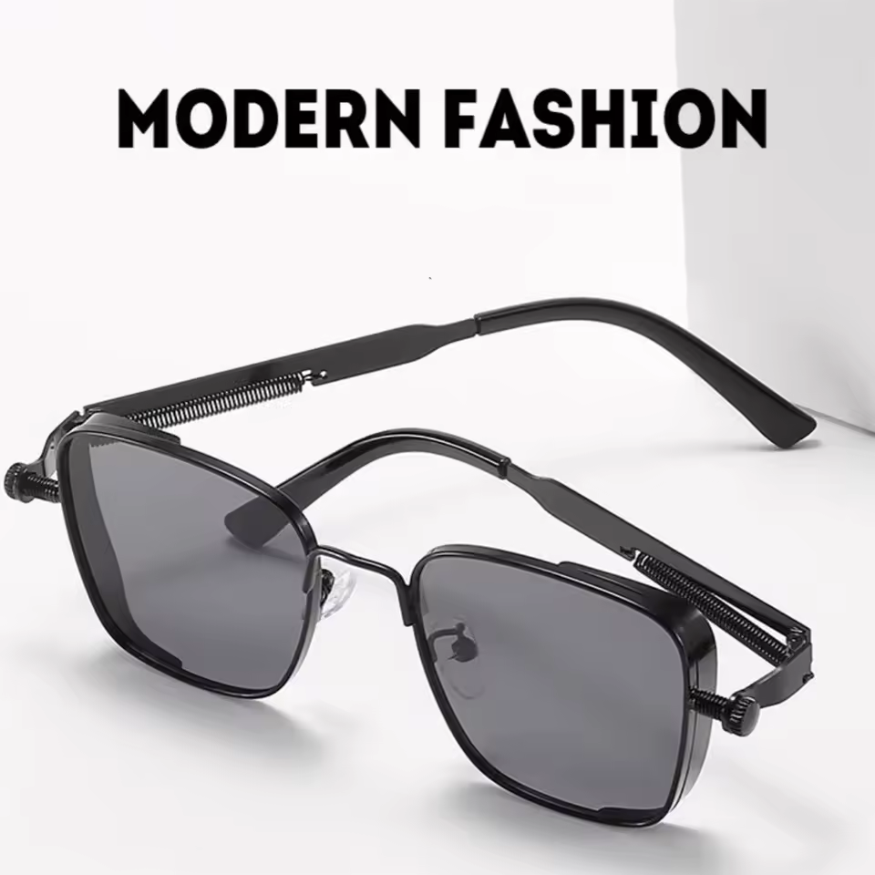 Men Driving Sunglasses Vintage Steampunk Square Sunglasses Metal Frame with Spring Hinges Women - Image 5