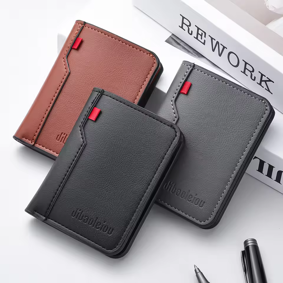 1Pc New Ultra-thin Mini Soft PU Leather Credit Card Wallet Holder Short Vertical High Quality Men's Wallet