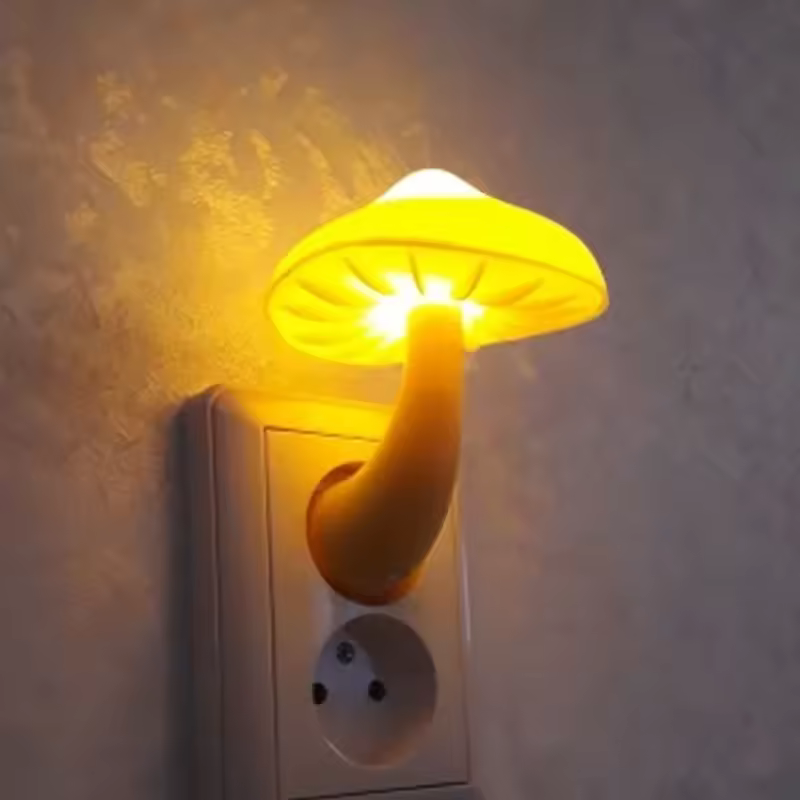 Bedroom Led Night Light Mushroom Wall Socket Lamp Eu Us Plug Warm White Light-control Sensor Bedroom Light Home Decoration - Image 4