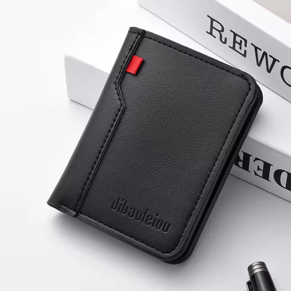 1Pc New Ultra-thin Mini Soft PU Leather Credit Card Wallet Holder Short Vertical High Quality Men's Wallet - Image 2