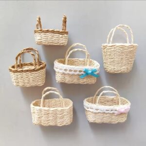 New Mini Miniature Dollhouse Basket Handmade Fashion Hand Woven Basket DIY Paper Vine Basket For BJD Dolls/for Ob11 Dolls