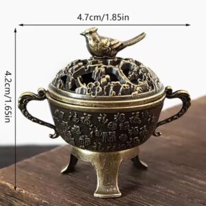 Retro Metal Magpie Lucky Incense Burner Bowl Incense Holder Ornament with Handle Yoga Meditation Home Decoration
